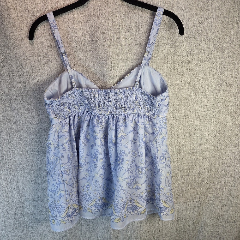 Hollister Tank Top Babydoll Womens Medium Blue Chiffon Lined Smocked Fairy NWT - Picture 4 of 8
